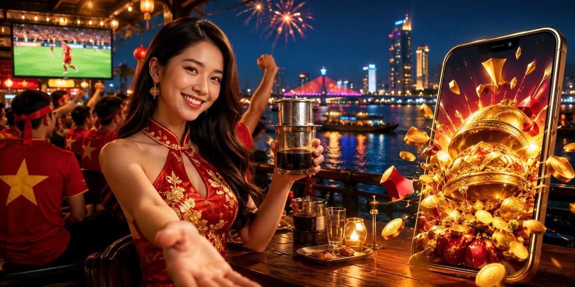 Người dùng tại Đà Nẵng sử dụng ứng dụng casino 15t bên tách cà phê